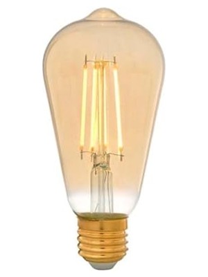 Aydogan's Panasonıc E27 Fil ST64 Lamba, Sarı Işık 7W 630LM 2000K Gold