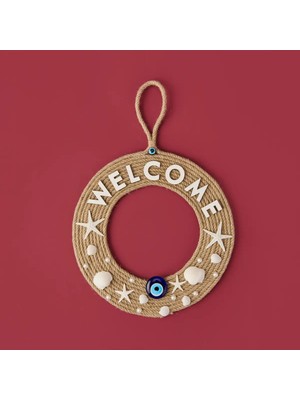 Moontime Alaçatı Dekoratif Welcome Shell Kapı Süsü - Renkli - 30 cm
