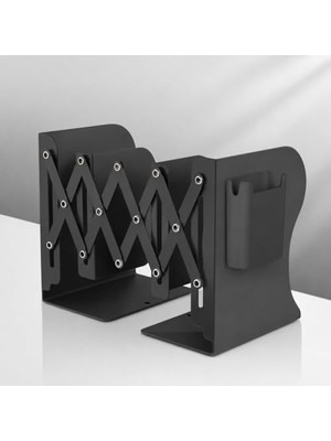 Aydogan's Ayarlanabilir Teleskopik Metal Kitap Tutucu, Masaüstü Kitap Desteği ve Raf Düzenleyici Stand, 9-42 cm Genişleyebilir, Mıknatıslı Kalemlik Hediyeli (Siyah)
