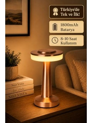 Aydogan's Dokunmatik Mantar Masa Lambası, Şarjlı, Dim Edilebilir, Dekoratif, Gold Altın Renkli