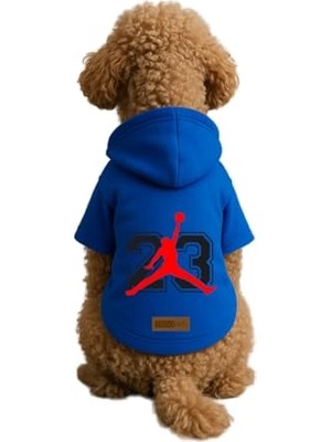 Aydogan's Baskılı Içi Polarlı Köpek ve Kedi Kıyafeti & Elbisesi - Mavi Renk Kapüşonlu Hoodie B46A1, 3xl