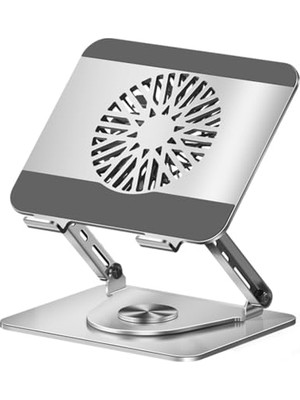 Aydogan's Mcstorey Premium Alüminyum Laptop Standı, Çıkarılabilir Manyetik Harici Fanlı, 360° Döner Ayarlanabilir Ergonomik Notebook ve MacBook Standı, Aktif Soğutmalı Laptop Yükseltici, 10-17 Inç Gümüş