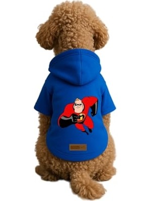 Aydogan's Baskılı Içi Polarlı Köpek ve Kedi Kıyafeti & Elbisesi - Mavi Renk Kapüşonlu Hoodie B61CE, M