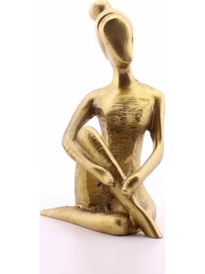 Moontime Alaçatı Hediye Dekoratif Yoga Yapan Kız Gold Biblo