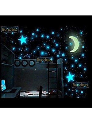 Moontime Alaçatı Fosforlu Yıldız Ay Gece Parlayan Oda Duvar Tavan Süsü 24 Parça