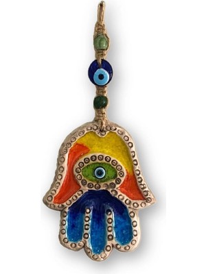 Moontime Alaçatı Seramik Büyük Boy Hamsa Figürü Renkli Bohem Duvar Dekorasyon Objesi Dekoratif Ev Bahçe Balkon Süsü