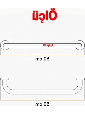 Odea Paslanmaz Metal Krom Tutunma Barı (19 Çap, 50 Cm)