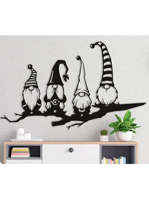 Moontime Alaçatı Şapkalı Cüceler Çerçeve Duvar Tablo Dekor Ahşap Lazer Kesim Hediyelik Eşya 40X30 cm