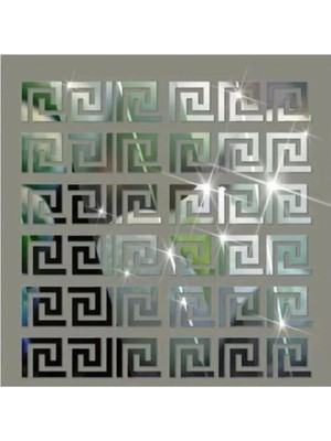 Moontime Alaçatı Labirent Bordür 60 Adet 7x7 Plexi Dekoratif Gümüş Ayna Antre Bordür