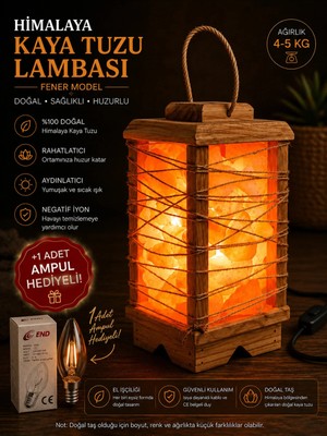 Moontime Alaçatı Dekoratif Çankırı Kaya Tuzu Lambası 4-5kg Açma-Kapama Düğmeli 1.5m Kablolu