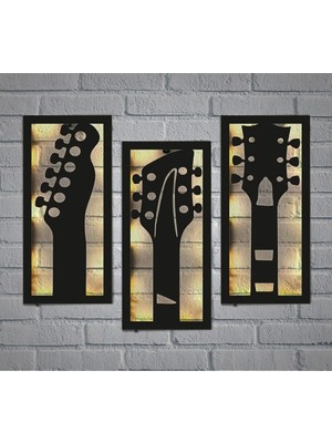 Moontime Alaçatı Peri Ledli Duvar Süsü Ahşap 16X34 Tablo Gece Lamba Antre Hol Ev Hediyesi Gitarlar