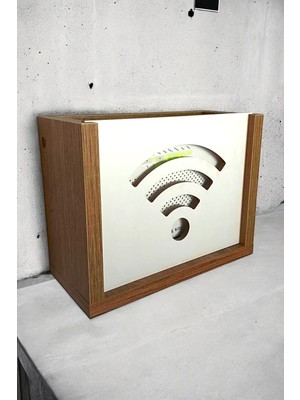 Moontime Alaçatı Duvar Dekorasyon Ürünü Wifi Modem Saklama Atlantik Çam