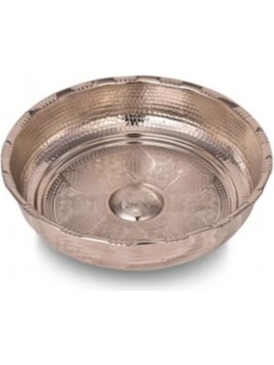 Moontime Alaçatı Nikel El Yapımı Otantik Motifli Bakır Hamam Tası ve Kına Tası 20 cm