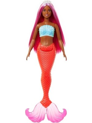 Odea Barbie Dreamtopia Deniz Kızı Bebekler - Kırmızı Kuyruk Beyaz Taç | Kafa Bandı Aksesuarı, Kabuktan Esinlenen Korse ve Tropikal Kırmızı Kuyruklu Kıvrımlı Vücut Tipi