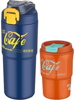 Odea 2'li Çelik Termos-Kahve Bardağı Seti 750ML Çift Kullanım TERMOS//450ML Mug Kahve Bardağı