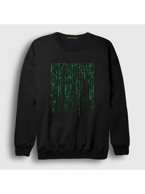 Presmono Unisex Siyah Code Film The Matrix Sweatshirt