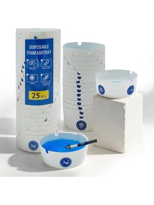 Odea Mallart® 25’li Kullan At Jel Küllük Seti - Koku Önleyici Sigara Söndürücü, Araç Içi ve Ev Için Pratik Köpük Küllük, 30 Saniyede Jelleşen Taşınabilir Küllük Seti