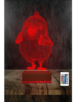 Moontime Alaçatı 3D 3 Boyutlu LED Gece Lambası Sevimli Civciv Tasarımlı 16 Renkli Masa Lambası