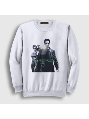 Presmono Unisex Beyaz Neo Film The Matrix Sweatshirt