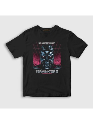 Presmono Unisex Çocuk Siyah T 800 Film The Terminator T-Shirt