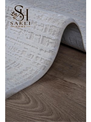 Moontime Alaçatı Beyaz Polyester Halı Tozumaz Saçaklı Salon Oturma Çocuk Odası Yolluk Makine