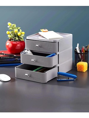 Moontime Alaçatı Açık Gri 3 Çekmeceli Çok Amaçlı Düzenleyici Organizer