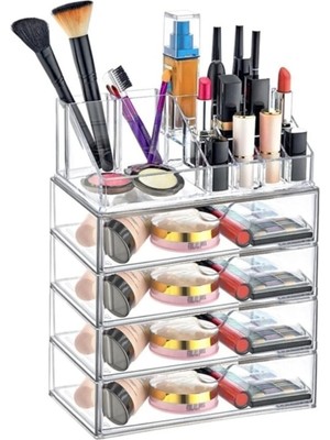 Moontime Alaçatı Makyaj Düzenleyici Set 5 Katlı 4 Çekmeceli Akrilik Organizer
