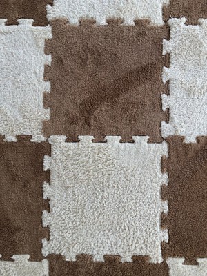 Moontime Alaçatı Kahve ve Krem Renkli Istediğiniz Boyuta Getirilebilen Puzzle Halı