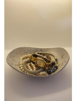 Moontime Alaçatı Şık Gold Efektli Anahtarlık ve Takı Saklama Kabı, 15X10 Cm, 3D Sert Plastik