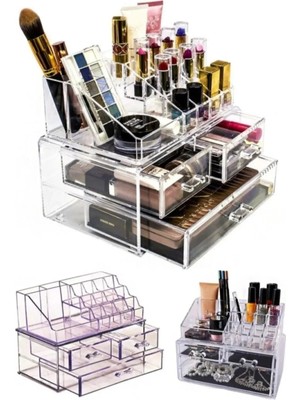 Moontime Alaçatı AK635 3 Çekmeceli Makyaj Düzenleyici Organizer Set Takı Kutusu Kozmetik Düzenleyici