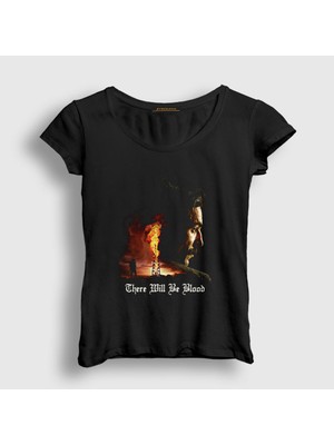 Presmono Kadın Siyah Petrol Film There Will Be Blood T-Shirt