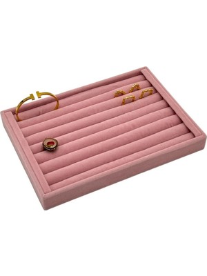 Moontime Alaçatı Ahşap Küçük Rulo Yüzük Kelepçe Standı Pembe 1 Pembe