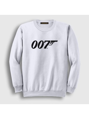 Presmono Unisex Beyaz Logo 007 Film James Bond Sweatshirt