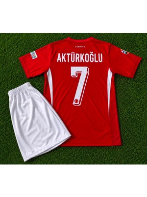 Mmt Spor Türkiye Aktürkoğlu Yeni Sezon 25/26 Özel Tasarım 7 Numara Kırmızı Çocuk Futbol Forması 2li Set