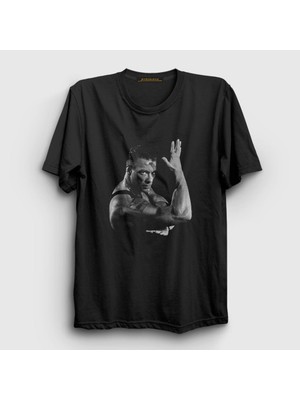 Presmono Unisex Siyah Street Fighter Film Jean Claude Van Damme T-Shirt