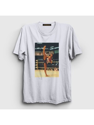 Presmono Unisex Beyaz Kickboxer Film Jean Claude Van Damme T-Shirt
