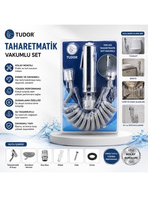 Go İthalat Krom Taharatmatik Seti Taharatmetik El Duşu- Hortum - Mafsal Vakumlu Set (5582)