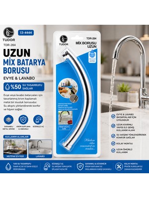 Go İthalat Kuğu Evye - Lavabo Uzun Mix Batarya Borusu Krom Kaplama - Vakumlu - Süzgeçli Uç (5477)