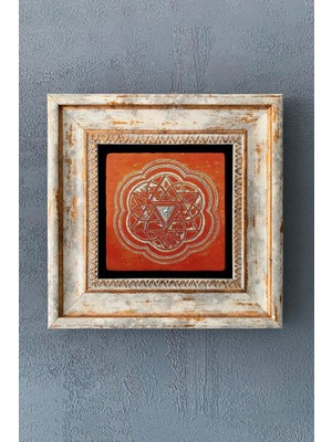 Moontime Alaçatı Sri Yantra Çerçeveli Taş Duvar Dekoru 20X20 cm