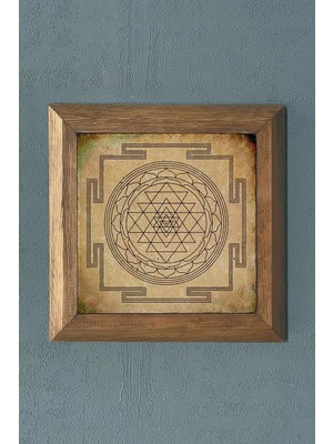 Moontime Alaçatı Evrenin Soyut Formunu Anlatan Mistik Diyagram: Sri Yantra Taş Tablo 28X28 cm
