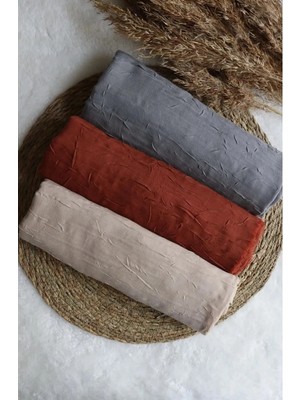 Moontime Alaçatı Bambu Kraş Şal 3 ‘lü Set Bej,kiremit,gri
