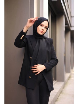 Moontime Alaçatı Kadın Pamuk Cazz Şal Siyah