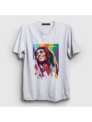 Presmono Unisex Beyaz Colors Bob Marley T-Shirt
