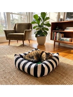Aydogan's Lüks Kare Zebra Desen Kedi Köpek Yatağı, Yeşil