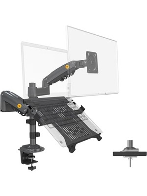 Aydogan's H180-FP Çift Kol Amortisörlü 17"-27" Monitör Tutucu ve 10"-17" Laptop Standı