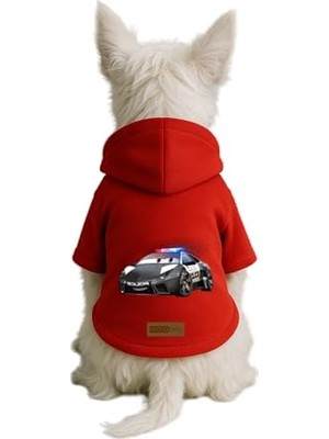 Aydogan's Baskılı Içi Polarlı Köpek ve Kedi Kıyafeti & Elbisesi - Kırmızı Renk Kapüşonlu Hoodie B8C99 Xl