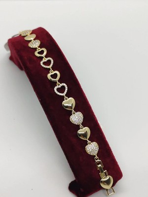 Cadde Dükkanı Çelik Kalpli Taşlı Xuping Bileklik Gold