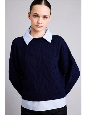 DeFacto Boxy Fit Polo Yaka Uzun Kollu Triko Kazak H2420AX26WN