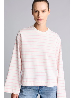 DeFacto %100 Pamuk Regular Fit Bisiklet Yaka Çizgili Tunik G0378AX26SP