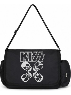 Sevbano Kiss Rock Metal Müzik Grubu Baskılı Unisex Okul, Spor, Ofis Çok Amaçlı Postacı Çantası